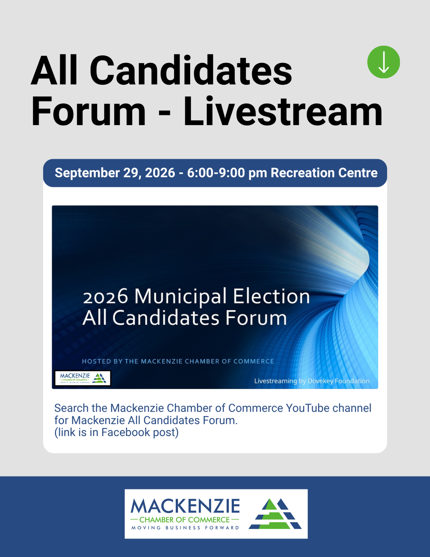 All Candidates Forum livestream link